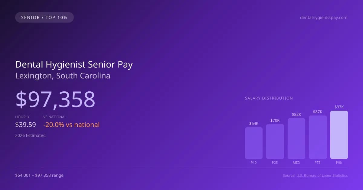 Dental Hygienist Senior Salary in Lexington, SC — 2026 est., based on 2025 BLS