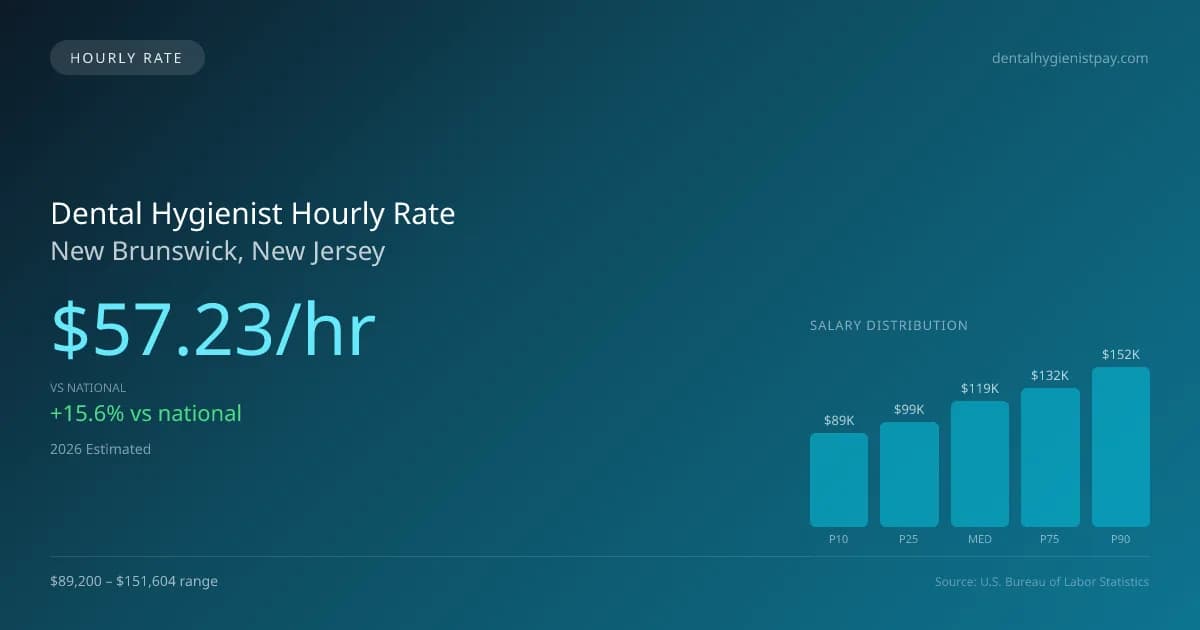 Dental Hygienist Hourly Rate in New Brunswick, NJ — 2026 est., based on 2025 BLS