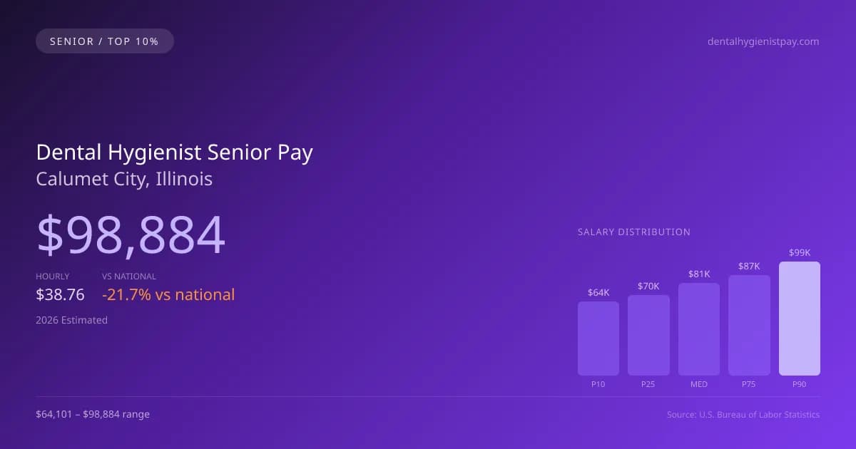 Dental Hygienist Senior Salary in Calumet City, IL — 2026 est., based on 2025 BLS