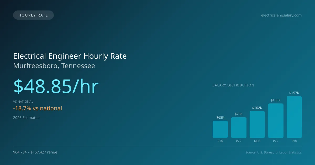 Electrical Engineer Hourly Rate in Murfreesboro, TN — 2026 est., based on 2025 BLS